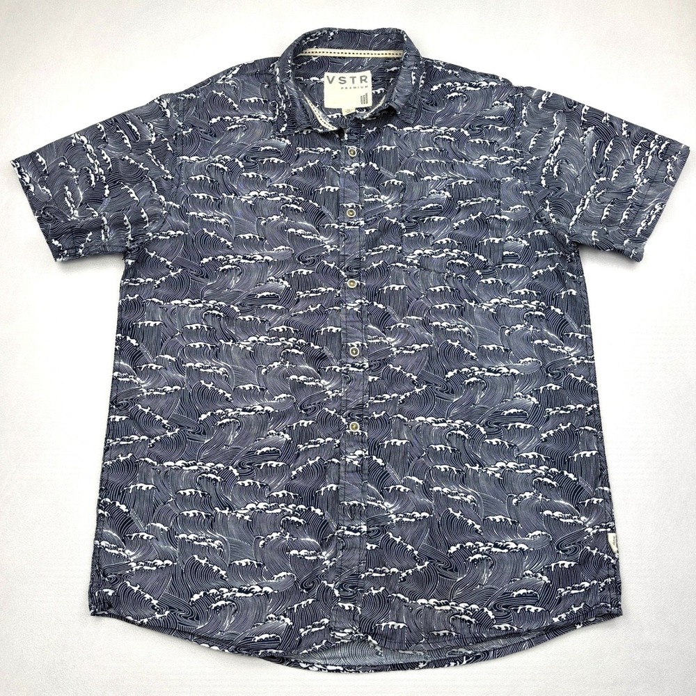 VSTR Shirt Mens Size Medium Blue Japanese Wave Surf Button Down Kelly Slater M